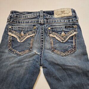 Miss Me Chloe Boot Jeans Bling Embellished Embroidered 25x31 Rockabilly Cowgirl